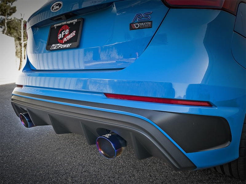 aFe Takeda 3in 304 SS Axle-Back Exhaust System w/ Blue Flame Tip 16-18 Ford Focus RS 2.3L (t)-thumbmail-3