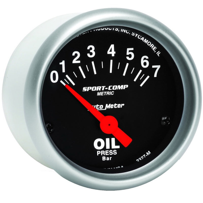 Autometer Sport-Comp 52mm 0-7 Bar Short Sweep Electronic Oil Pressure Gauge-thumbmail-3