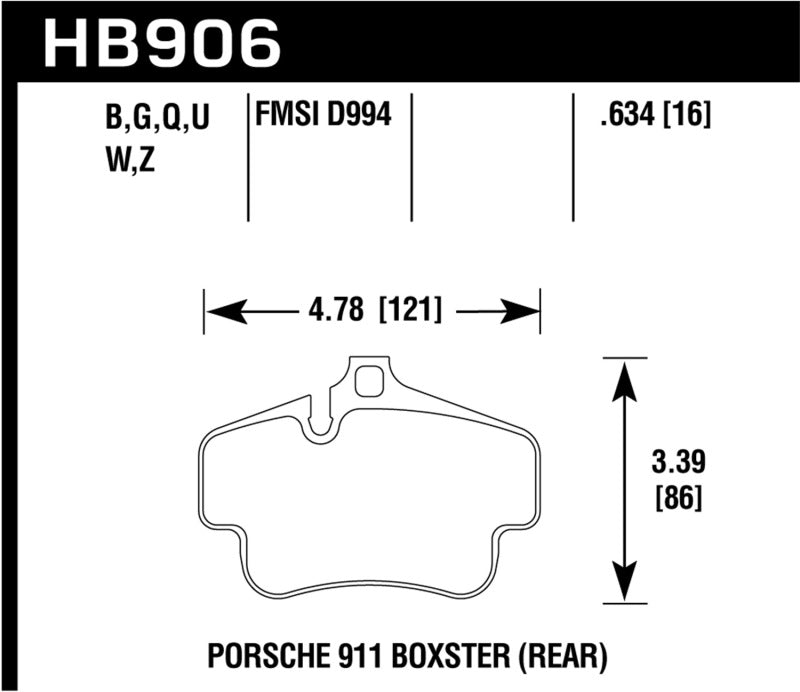 Hawk 2020 Porsche 718 Boxster 2.0L Base Ceramic Composite Brakes Rear ER-1 Brake Pads-thumbmail-1