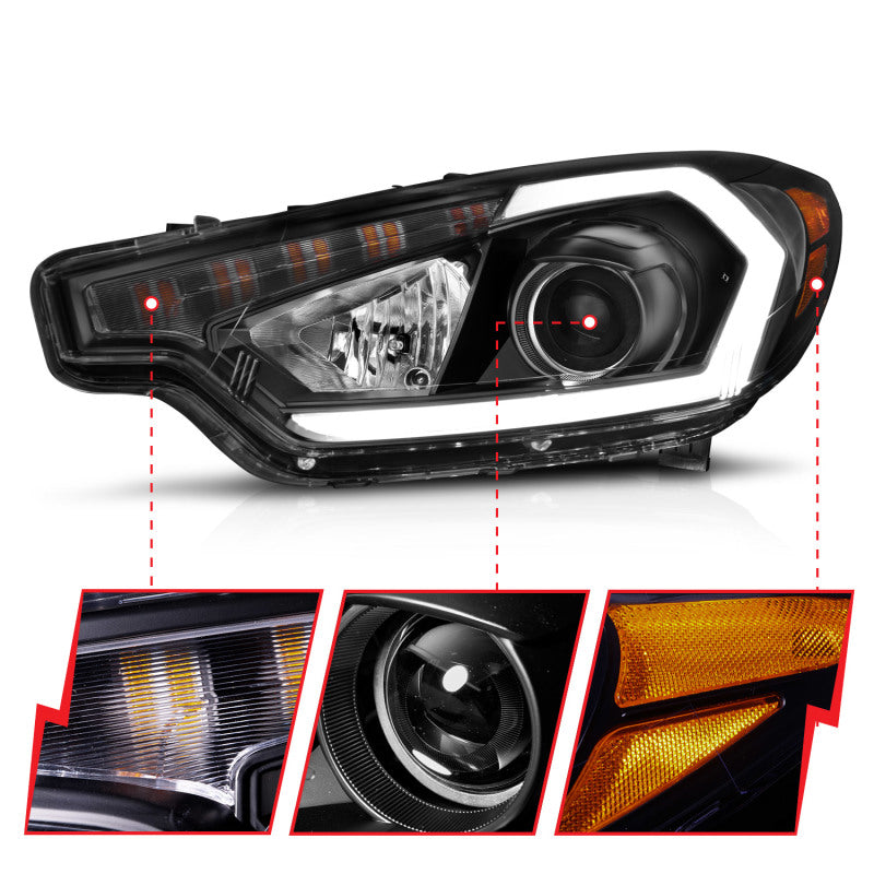 ANZO 2014-2016 Kia Forte Projector Headlights w/ Light Bar Black Housing w/ DRL-thumbmail-8