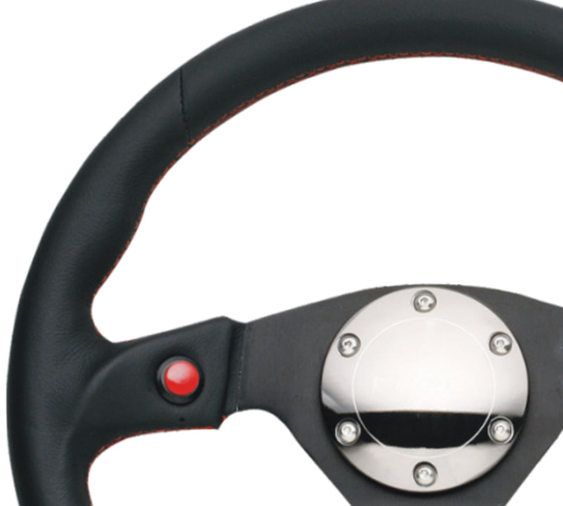 NRG Reinforced Steering Wheel (320mm) Blk Leather w/Dual Buttons-thumbmail-5