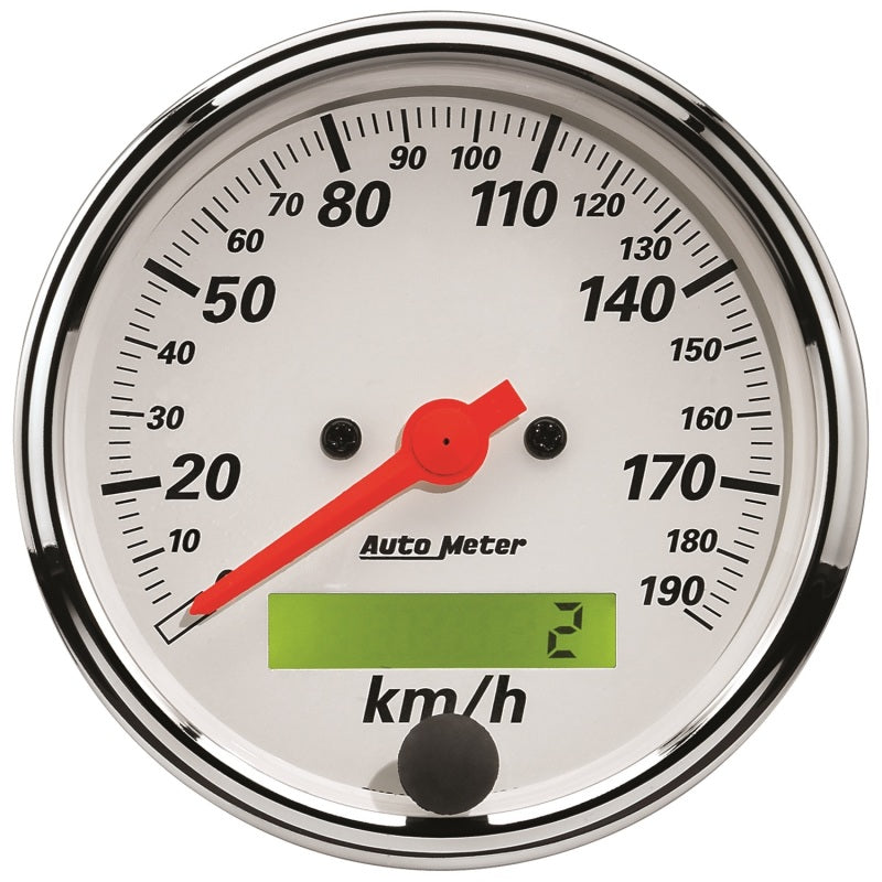 Autometer Arctic White 5 Pc Kit Box w/ Elec KMH Speedo, Elec Oil Press, Water Temp, Volt, Fuel Level-thumbmail-10