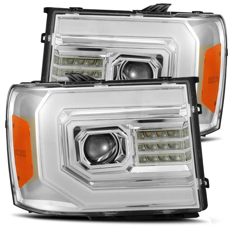 AlphaRex 07-13 GMC 1500HD PRO-Series Projector Headlights Plank Style Chrm w/Activ Light/Seq Signal-thumbmail-2