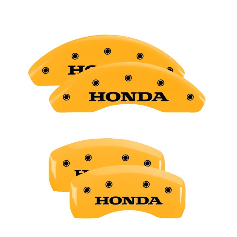 MGP 4 Caliper Covers Engraved Front & Rear Honda Yellow Finish Black Char 2005 Honda Accord-thumbmail-3