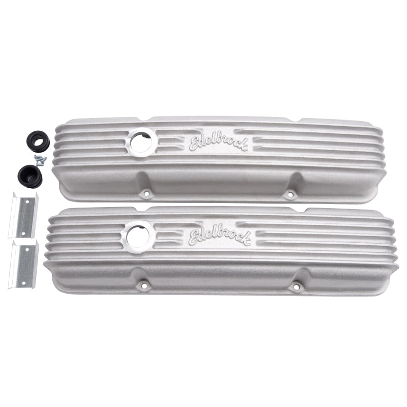 Edelbrock Valve Cover Classic Series Chevrolet 1959-1986 262-400 CI V8 w/ Breather Holes Satin-thumbmail-2