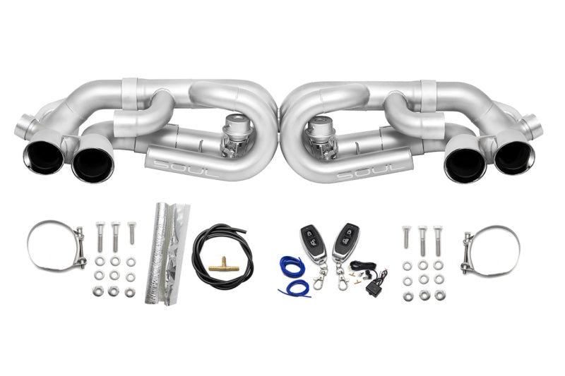 SOUL 12-16 Porsche 991.1 Carrera Base (without PSE) Valved Perf. Exhaust - Pol. Chrome Tips - w/ VC-thumbmail-1