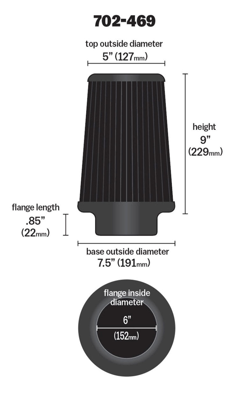 Airaid Universal Air Filter - Cone 6 x 7 1/4 x 5 x 9 - Blue SynthaMax-thumbmail-21