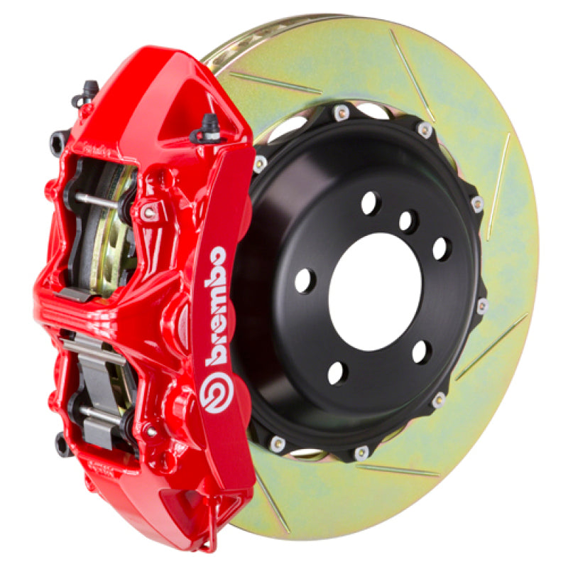 Brembo 05-14 Mustang GT Excl non-ABS Equipped Fr GT BBK 6Pist Cast 380x32 2pc Rtr Slot Type1-Red-thumbmail-1