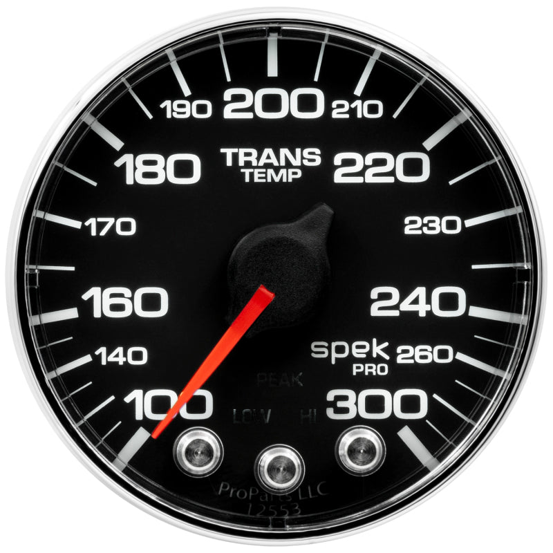 Autometer Spek-Pro Gauge Trans Temp 2 1/16in 300f Stepper Motor W/Peak & Warn Blk/Chrm-thumbmail-3