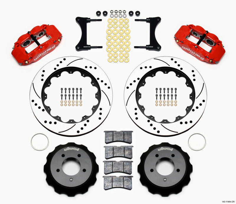 Wilwood Narrow Superlite 6R Front Hat Kit 14.00in Drill Red 93-96 Mazda RX7-thumbmail-2