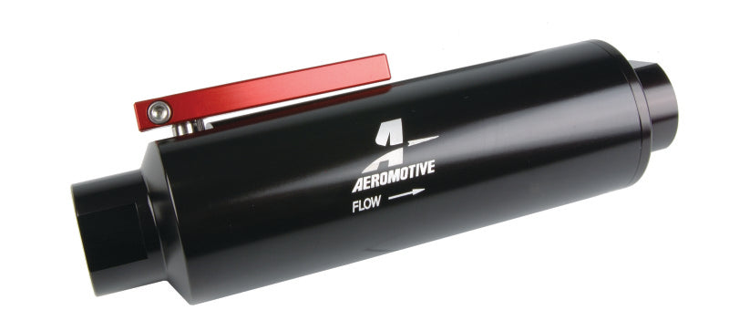 Aeromotive In-Line AN-12 Filter w/Shutoff Valve 100 Micron SS Element - Black Anodize Finish-thumbmail-5
