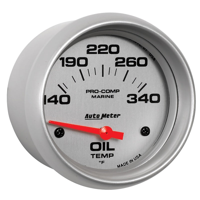 Autometer Marine Silver Ultra Lite Electric Oil Temperature Gauge 2-5/8in 140-300 Deg F-thumbmail-3