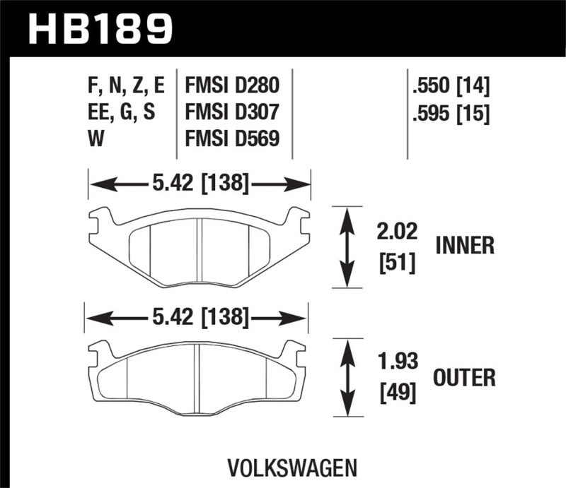 Hawk 91-93 Volkswagen Cabriolet Front ER-1 Brake Pads-thumbmail-1