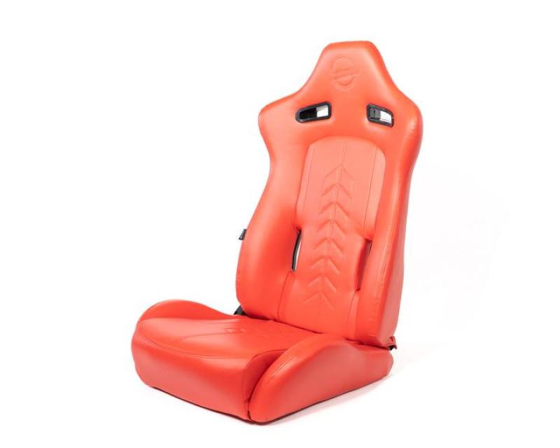 NRG Reclinable Sport Seats (Pair) The Arrow Red Vinyl w/ Pressed NRG Logo w/ Red Stitch-thumbmail-4