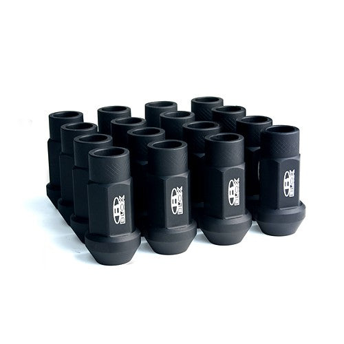 BLOX Racing Street Series Forged Lug Nuts - Flat Black 12 x 1.5mm - Set of 16